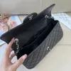 designer shoulder bag genuine leather fashion black pure cowhide caviar metal chain single shoulder oblique straddle bag sewing thread