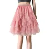 Saias 2023 Verão Feminino Vintage Tule Saia Curto Tutu Adulto Médio Fancy Ballet Roupa de Dança Traje de Festa Vestido de Baile Mini