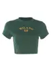Zbiorniki damskie Y2K Tops dla kobiet graficzny haft haftowa T-shirt z krótkim rękawem Vintage 90s E-Girl Ubrania Milano Green Mały