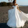 Vestido de novia Línea A de manga corta de talla grande fuera del hombro Aweet-heart para mujer princesa Robe De Mariee vestido con cordones