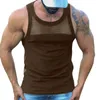 Regatas masculinas Colete com decote em U no peito Malha sem mangas T-shirts Tops Verão Casual Esportes Regata Camiseta Roupas masculinas tamanho grande 5XL 230615