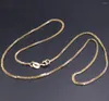 Kedjor verkliga AU750 Pure 18K Yellow Gold Chain Women Luck Wheat Link Necklace 2.4G 16 tum