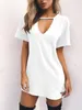 Urban Sexy Dresses Sexig Elegant Dress Wrap Deep V Neck Cut Out Loose Dress Women Solid Color Short Sleeve Mini Dress Club Party Vestidos 230614