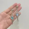 Dangle Lustre Irrégulier Liquide Métal Croix Moonstone Boucles D'oreilles Jeune Fille Tendance Gouttes Bijoux En Gros 230614