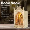 Architecture/DIY House CUTEBEE DIY Book Nook Shelf Insert Kit Street Mirror Handmade Wooden Miniature House With Furniture for Toy Birthday Gift 230614