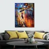 Cityscapes Canvas Art Late Return Beautiful Street Landscape Handmade Painting for Modern Home Office