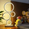 Table Lamps Modern Dimmable LED Eye Protection Lamp Living Room Home Decoration Round Unique Design Four Circles Bedroom Bedside Light