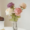 Kurutulmuş çiçekler 3pcs yapay buket romantik odak ipek gülleri düğün ev dekor düzenleme sahte bitkiler sevgililer günü hediyeler