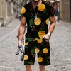 Men's Tracksuits Summer Men's Sets Short Sleeve Tshirt Pants 2 Piece Vintage Botanical Flower Pattern 3D Printed Oversized SportsWear