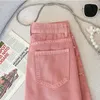 Jeans da donna Estate Donna Pantaloncini di jeans rosa Bottoni da donna alla moda Pantaloni corti a trapezio a vita alta Pantaloni corti da tasca casual