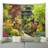 Arazzi Giardino cinese Paesaggio Arazzo Primavera Verde Bambù Ponte ad arco Natura Paesaggio Appeso a parete Casa Soggiorno Camera da letto Decor Mat 230615