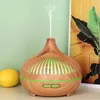 Humidifiers Hollow Wood Grain Aroma Diffuser Air Humidifier Color Changing LED Light 500ML Ultrasonic Cool Mist Essential