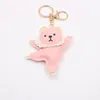 Chaveiro bonito dança balé urso chaveiro para mulher kawaii rosa animal saco pingente macio couro do plutônio chaveiro presente namorada