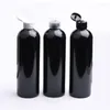 Opslag Flessen 400ML Zwart Plastic Hervulbare Cosmetische Voor Reizen Verpakking HUISDIER Flip Cap Fles 400CC Shampoo Lotion Container