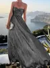 Casual Dresses 2023 Sexy Strapless Hollow Out Long Dress Women Boho Elegant Bronzing Evening Fashion Sleeveless A-Line Party