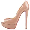 Sandały dla kobiet buty na wysokich obcasach 14 cm czerwone grube podeszwy nagi czarny patent skóra seksowna podglądacz letnie damskie sukienki z torbą na kurz rozmiar 35-45