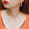 목걸이 귀걸이 세트 Beaqueen Fancy Flower Cubic Zirconia와 Pearl for Women Seeding Bridal Costume Jewelery JS336