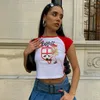 Women's T-Shirt Aesthetic Hip Hop Cartoon Letter Baby Tee Tops Streetwear Gothic Harajuku T-shirt Vintage Crop Top Women 2000s Y2K clothes 230615