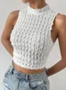 Vrouwen Tanks Zomer Sexy Geplooide Bubble Cropped Vrouwen Tank Tops 2023 Mouwloze O-hals Seersucker Vest Vrouwelijke Y2k Mode Dame streetwear