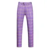 Costumes pour hommes 2023 ensemble de costume pour hommes violet Plaid affaires Slim Fit marié robe de mariée homme trois pièces haut pantalon réservoir