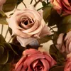 Fleurs séchées 31cm artificielle automne Rose blanc soie Bouquet mariage décoration de la maison saint valentin fête bricolage faux arrangement