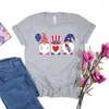 Camisas femininas 4 de julho Camisa Merican Flag Lips Independence Day Família patriótica Tshirt fofo Liberdade toca