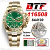 BTF Better SA4130オートマチッククロノグラフメンズウォッチイエローゴールドグリーンスティックダイヤル904LオイスタースチールブレスレットスーパーエディションTH 12.2mm reloj hombre puretime f6
