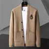 Men's Sweaters Fall Solid Color Embroidered Diamond Pattern Knitting Cardigan Man Long Sleeve Slim Sweater Garment Coat 3Colour 230615