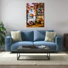 Urban Streets Canvas Art in The Garden Handcrafted Abstract Painting Modern Decor for Office