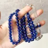 Strang Blauer Bernstein Tasbih 8mm 66 Gebetsperlen Arabischer Modeschmuck Misbaha Mann Islam Muslim Geschenk Rosenkranz Islamischer Tesbih Subha