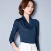 Scene Wear Lady Ballroom Dancing Blue Long Sleeve Latin Dance Shirt V Neck Standard Modern Costume Plus Size D-0669