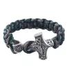 Antikes Hammer-Charm-Armband im Wikinger-Stil, geflochtene Camouflage-Paracord-Armbänder für Männer als Geschenk