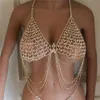 Belly Chains Fashion Shiny Bikini Mesh Body Chain Bra Jewelry for Women Multilayer Tassel Chest Nightclub 230614