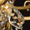 Lustres Modernos Lustre de Cristal de Ouro Cobre Lâmpada de Teto Led Europeia Quarto Americano Iluminação Principal Romântica
