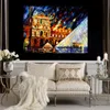 Vibrant Oil Painting Street Landscape Louvre Museum Handmade Canvas Art Contemporary Loft Decor