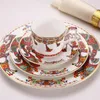 Dinnerware Sets Bone China Dinner Plate Set And Coffee Cup Kit Gold Edge Horse Pattern Western Steak Dishes Flat Tray Saucer