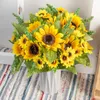 Dried Flowers Beautiful Sunflower Artificial High Quality Bouquet Summer Wedding Home Decoration Fake Flower Balcony Living Room Decor