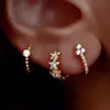 Hoop Huggie 925 Sterling Silver Earring Fashion Zircon Star Shape Pentagram Ear Ring Ear Bone Buckle Wild Trend Simple Girl Ear Jewelry 230614