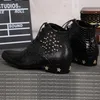 Geninläder Mens Cowboy Boots Thick Heel Lace Up Formal High Top Mens Motorcykelstövlar Skor Big Size 38-46