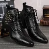 Genine Leather Mens Cowboy Boots Thick Heel Lace up Formal High top Mens Motorcycle Boots Shoes Big Size 38-46