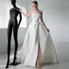 Wedding Dress Elegant A-Line Strapless Ball Gown Sleeveless Lace Up Satin Princess For Women Vestidos De Noiva