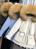Женские жилетки Fitaylor Winter Jacket Женщины большой натуральный мех белый уток вниз толстые пальто в парке теплые створки на молнии снегоочиститель 230615