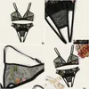 Bras Sets Woman Lingerie Set 2021 Sexy Underwear Embroidery Open Crotch Gstring Bra Add Thong Women Lengerie Drop Delivery Apparel Wo Dhj8g