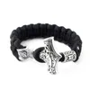 Antik vikingstil hammer charm armband flätad kamouflage paracord armband för män gåva