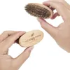 MOQ 50 stuks Mini-baardborstel voor gezichtshaar OEM Aangepast LOGO Klein formaat Pocket Houten handvat met pure varkenshaarborstels Snorharen Snor Mannen Verzorging