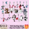 925 Sterling Silver Charms för Pandora smycken pärlor 925 armband Ny bläckfisk Fish Monkey Dog Turtle Charm Set