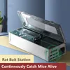 Metal Rat Bait Station 10in Pest Control Straight Triangle Trap Box Continuous Catching Mouse Alive Galvanized Rust Prevention PVC Window Observation Mice Rodent