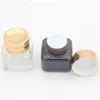 15g Amber Eye Cream Jar Bottle Empty Glass Lip Balm Container Cosmetic Sample Jars with Gold Cap Owvep