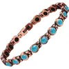 Bracelets à maillons Bracelet aimanté en cuivre ancien pour femme Charme turquoise Pulseras Chaîne de bijoux magnétique rouge