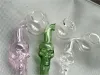 Colorful Handle Skull Smoking Pipe Glass Pipes Handle Curved Skull Glass Oil Burner Pipe 12cm Mini Smoking Tube